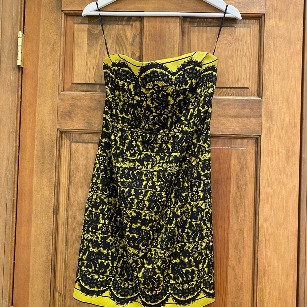 Tibi Wool and Silk Blend Yellow Lace Dress, Size 6 $680